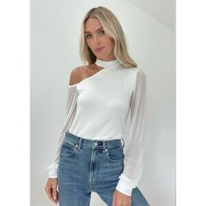 Six Fifty The Mel Cold Shoulder Mesh Sleeve Top S NWT